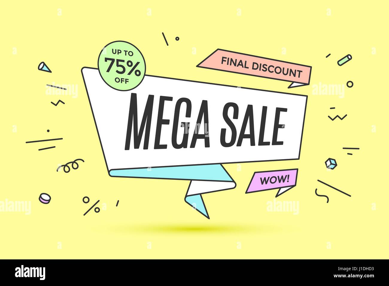 Ribbon banner with text Mega Sale Stock Vector Image & Art - Alamy