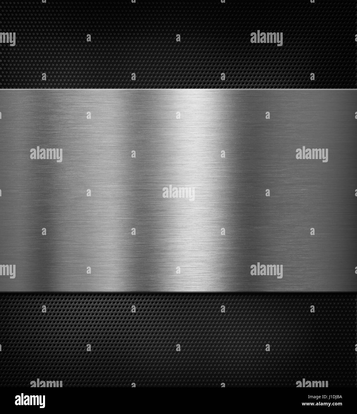 metal panel over black grid 3d illustration Stock Photo