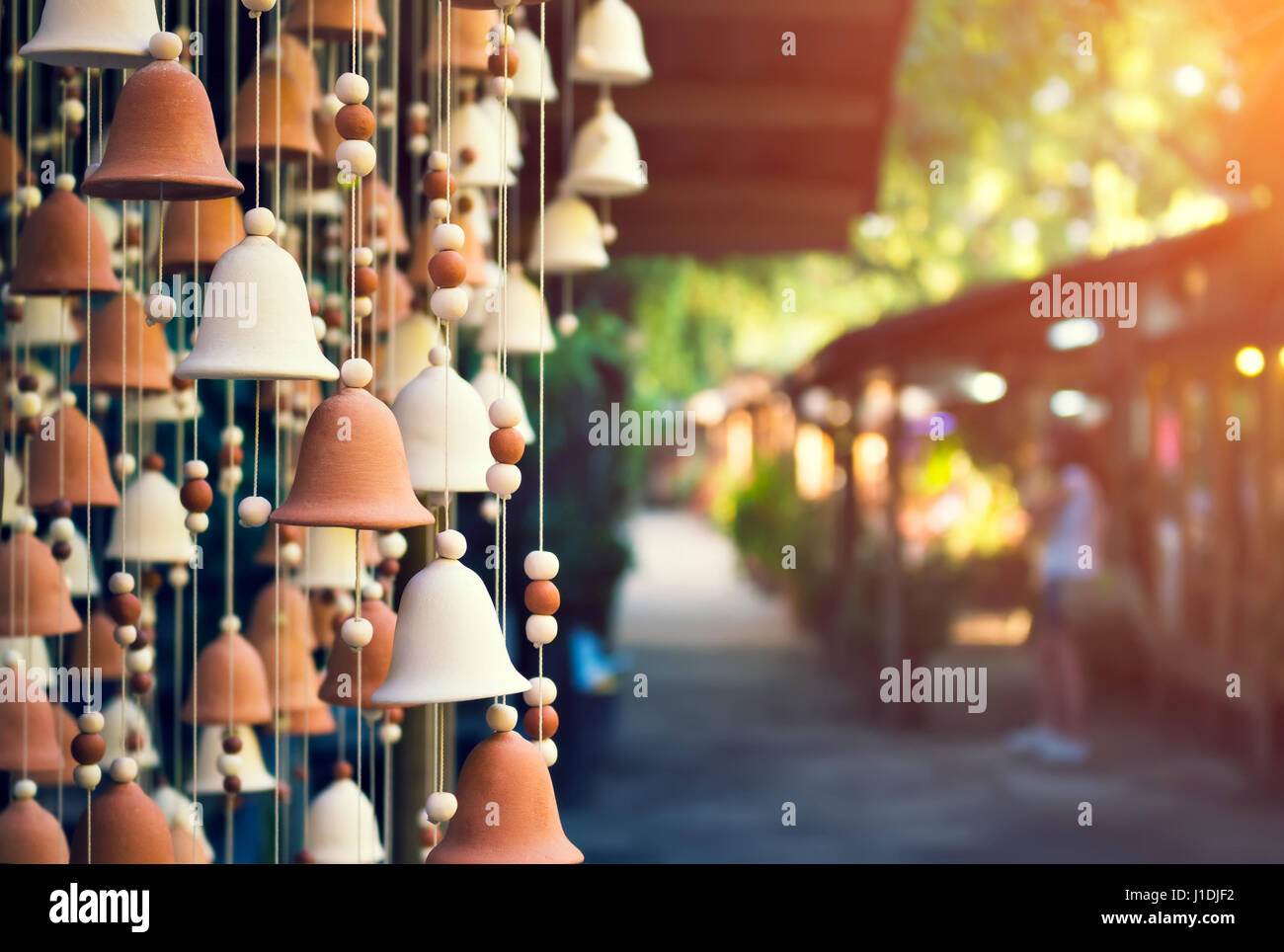 Hand made wind chimes hanging on a string with depth of field effect Stock Photo Alamy