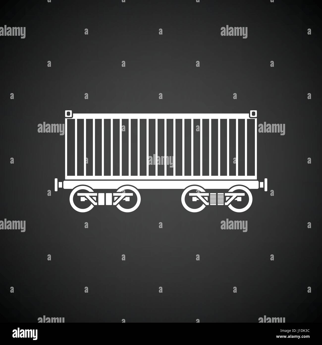 Railway cargo container icon. Black background with white. Vector ...