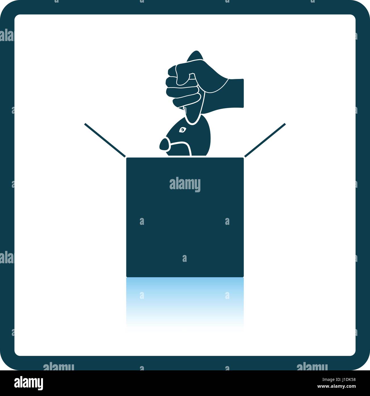 Rabbit in magic box icon. Shadow reflection design. Vector illustration ...
