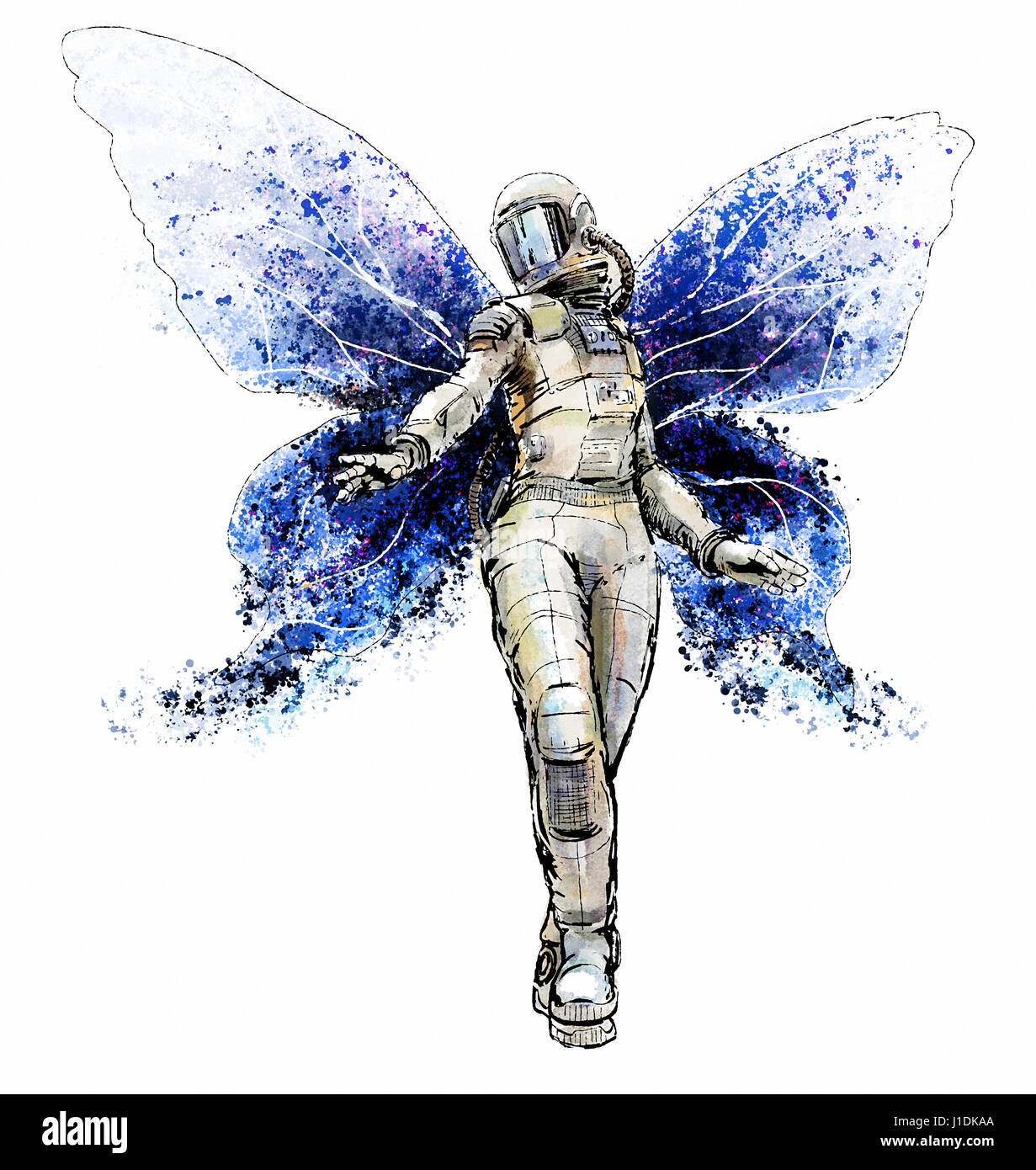 Space butterfly girl Stock Photo