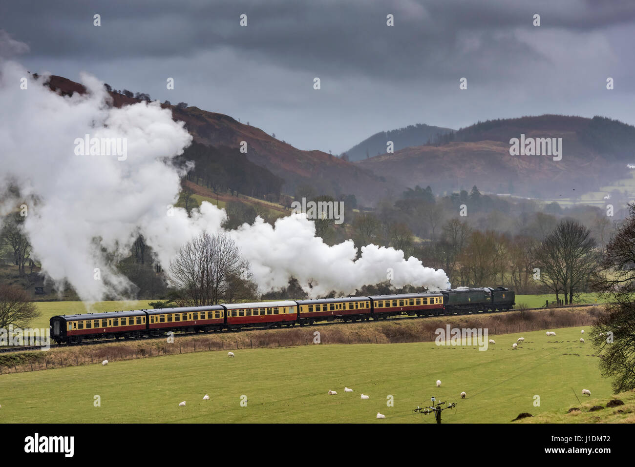 Steam & Stars 4, SSS4 at the Langollen railway March 7 2015. Held in aid of the Betton Grange 6880 restoration fund. The City of Wells leaving Carrog  Stock Photo