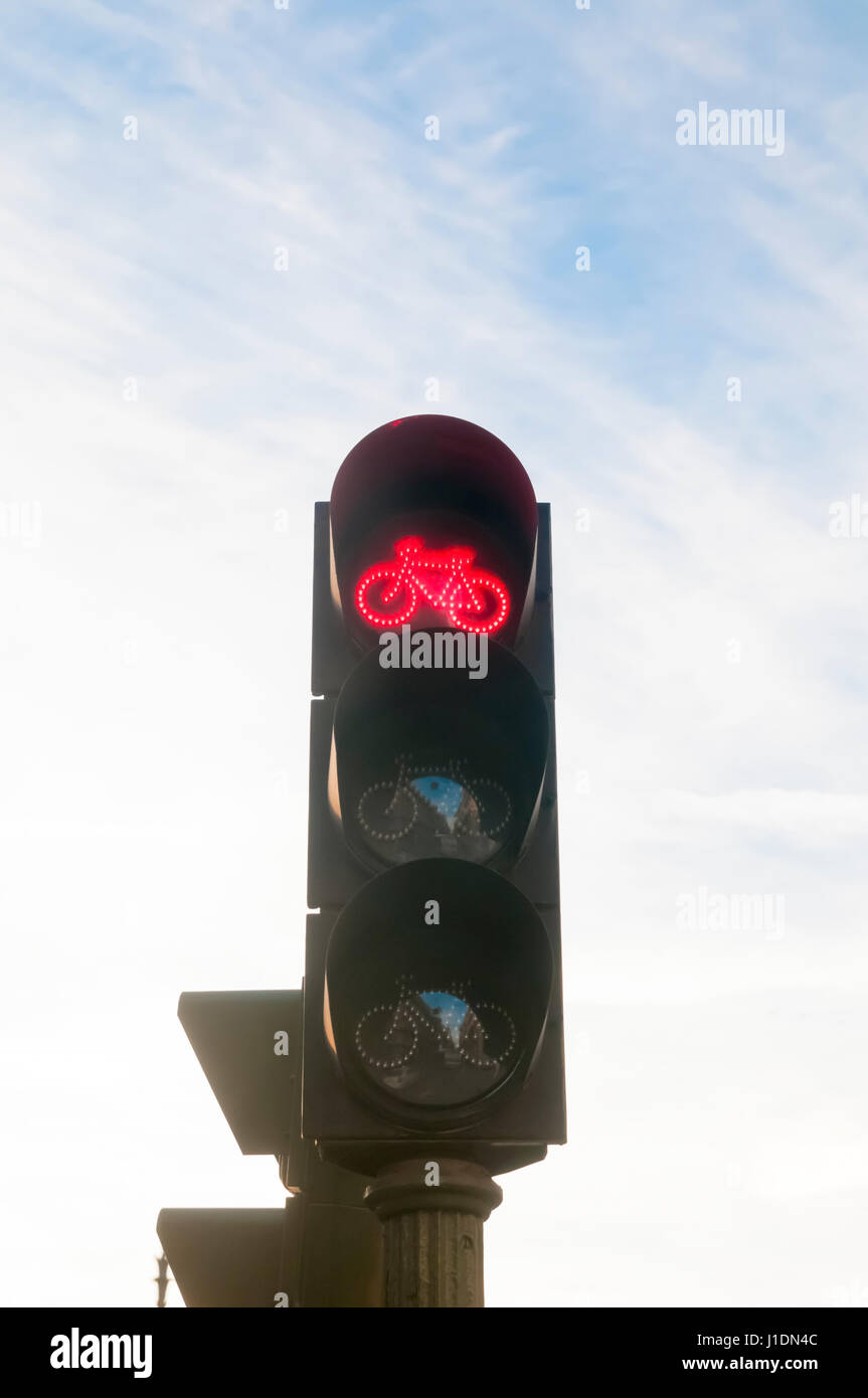 Cycling traffic light. Photographed in Madrid, Spain Stock Photo