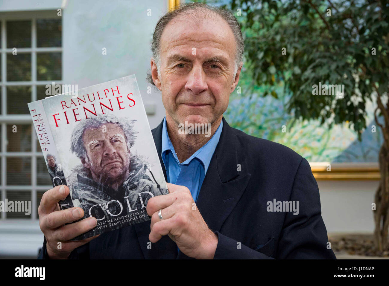 Sir Ranulph Fiennes with his book Cold. Stock Photo