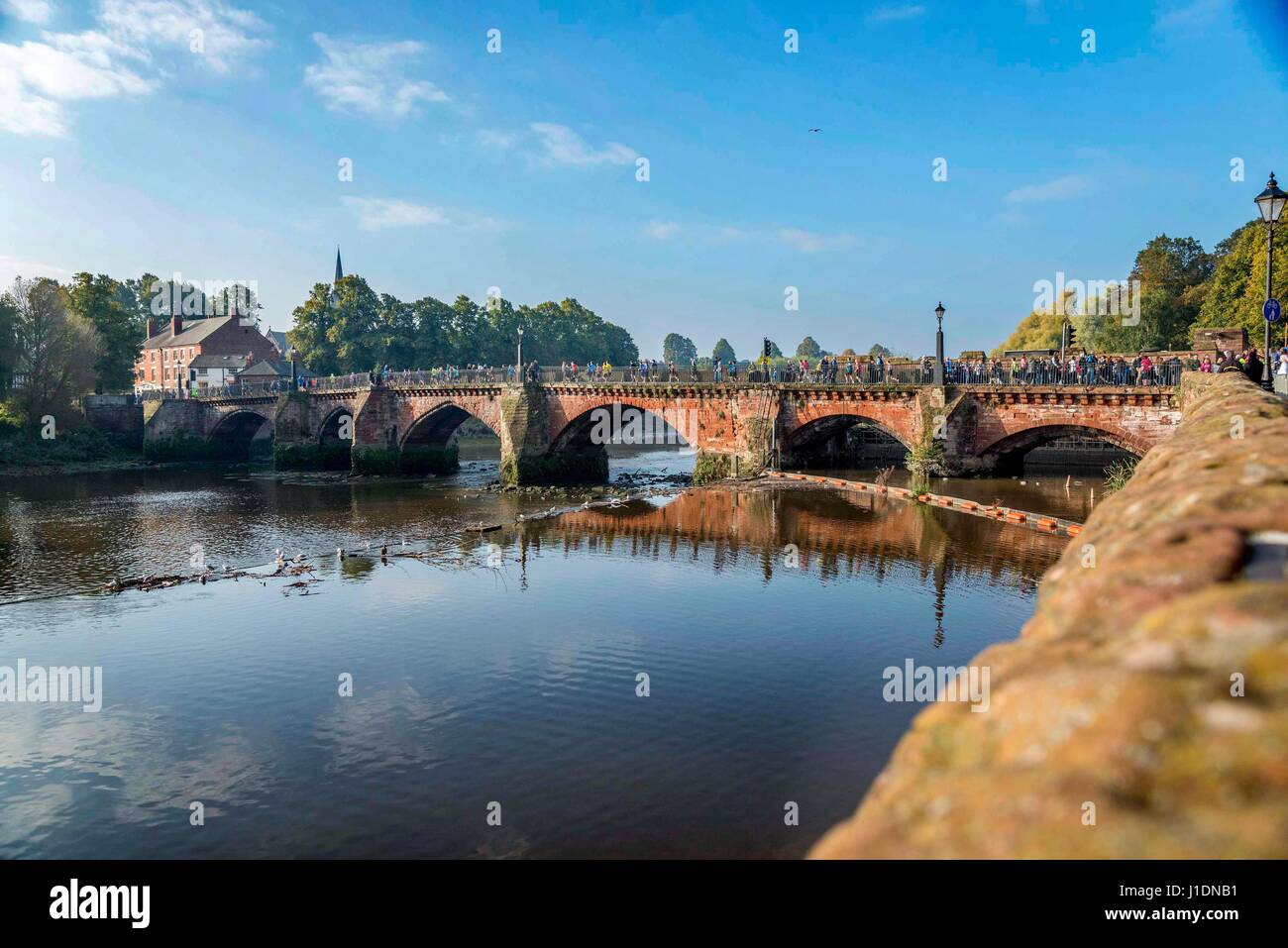 Chester Marathon crossing the Handforth bridge Stock Photo - Alamy