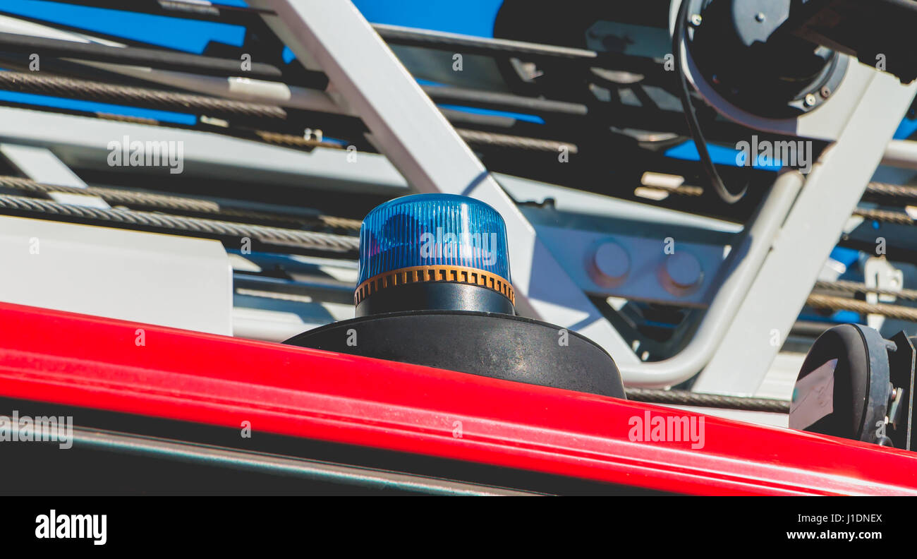 Closeup on the flashing lights of an extrication vehicle Stock Photo