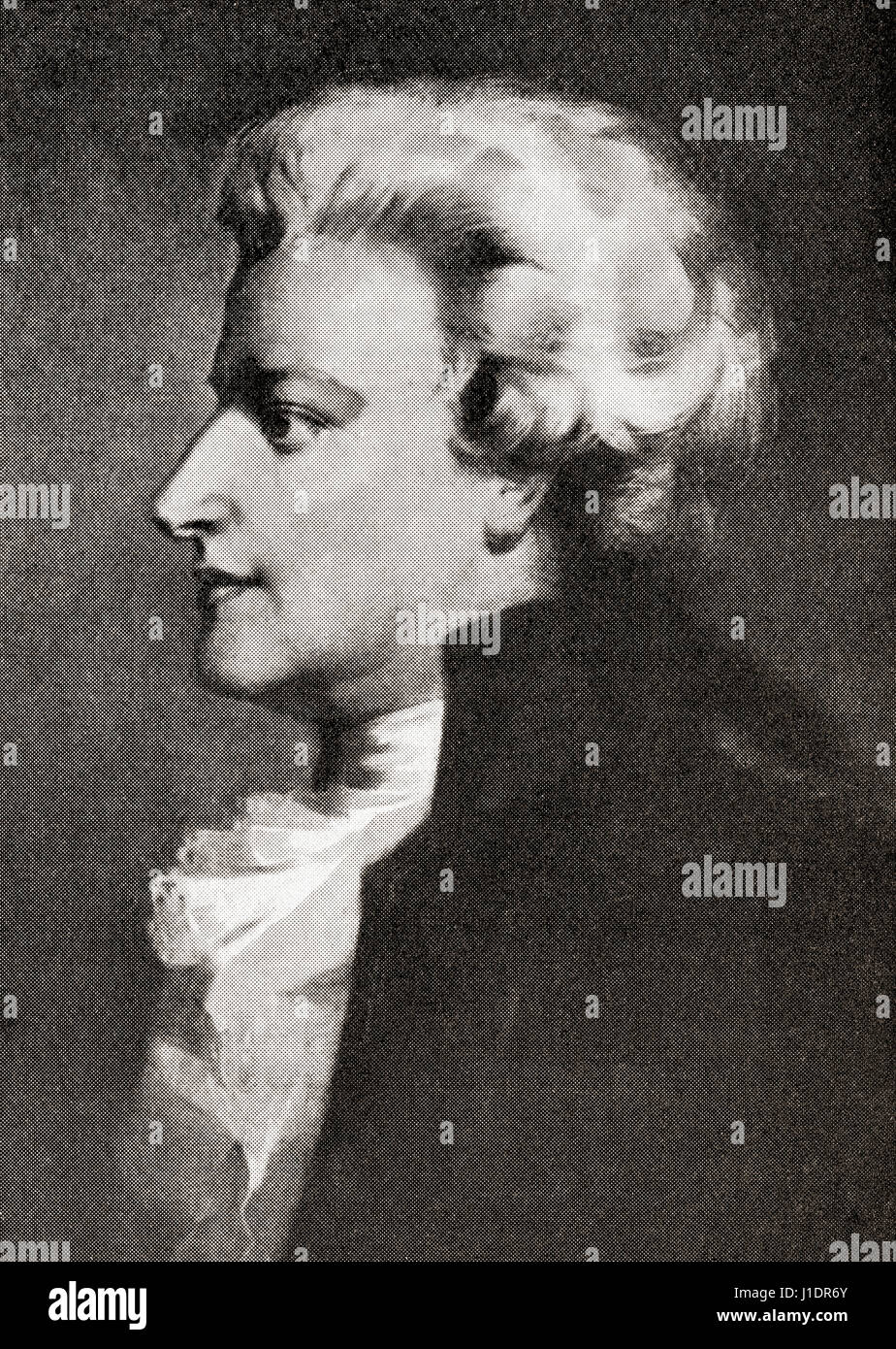 Wolfgang Amadeus Mozart, 1756 – 1791.  Prolific and influential composer of the Classical era.  From Hutchinson's History of the Nations, published 1915 Stock Photo