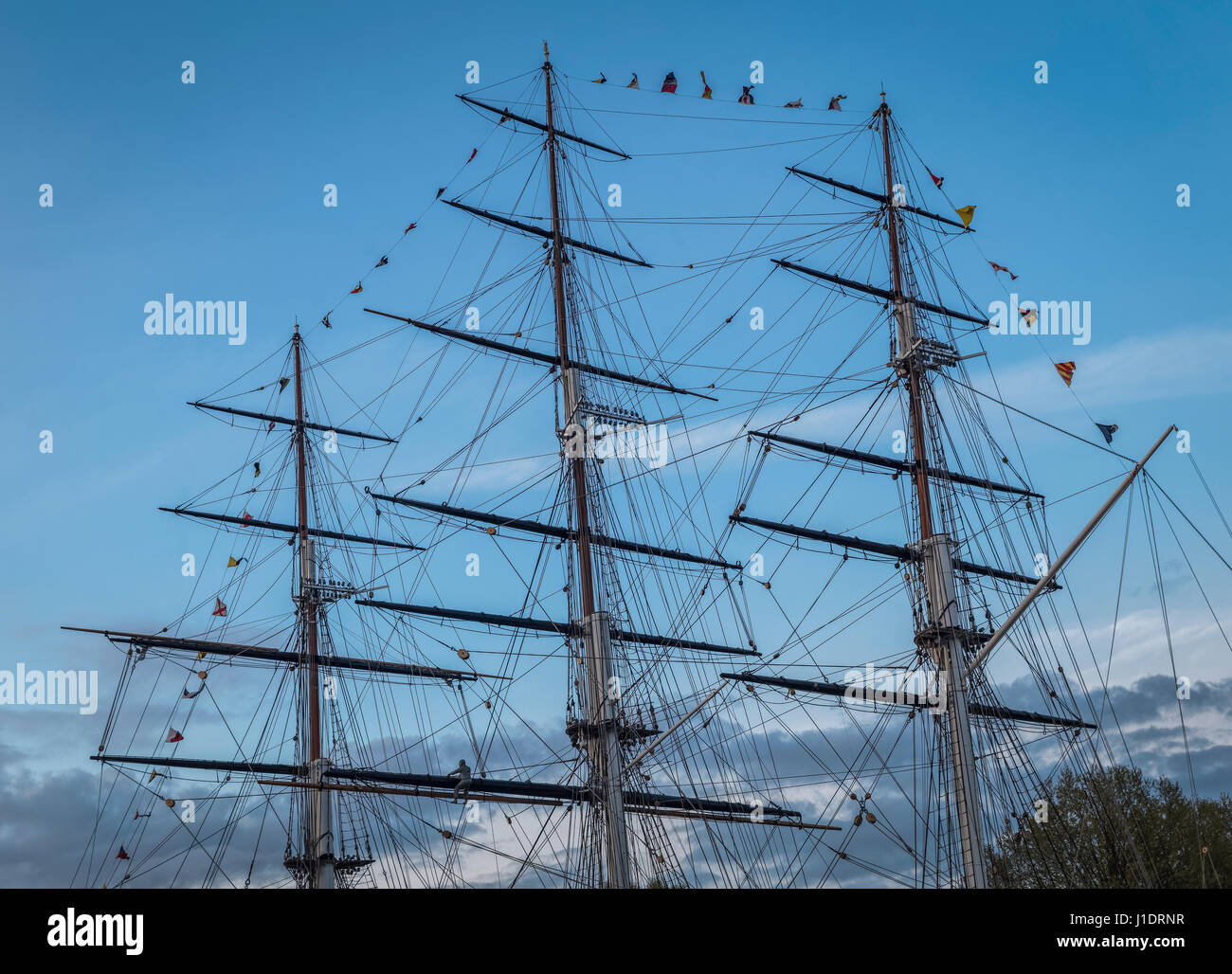 Rigging of the Cutty Sark Tea Clipper in Greenwich London Stock Photo ...