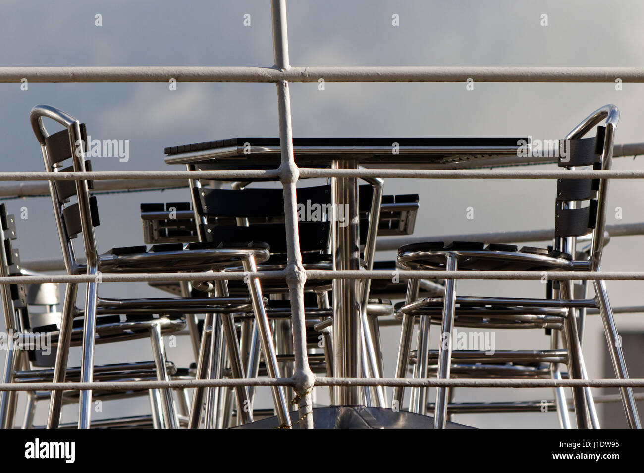 Set of metal chairs and table Stock Photo Alamy