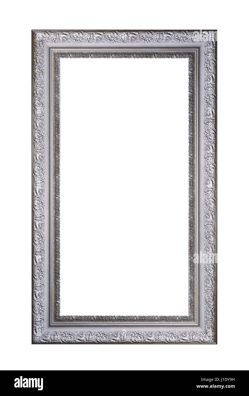 Vintage gray wooden frame isolated on white background Stock Photo - Alamy