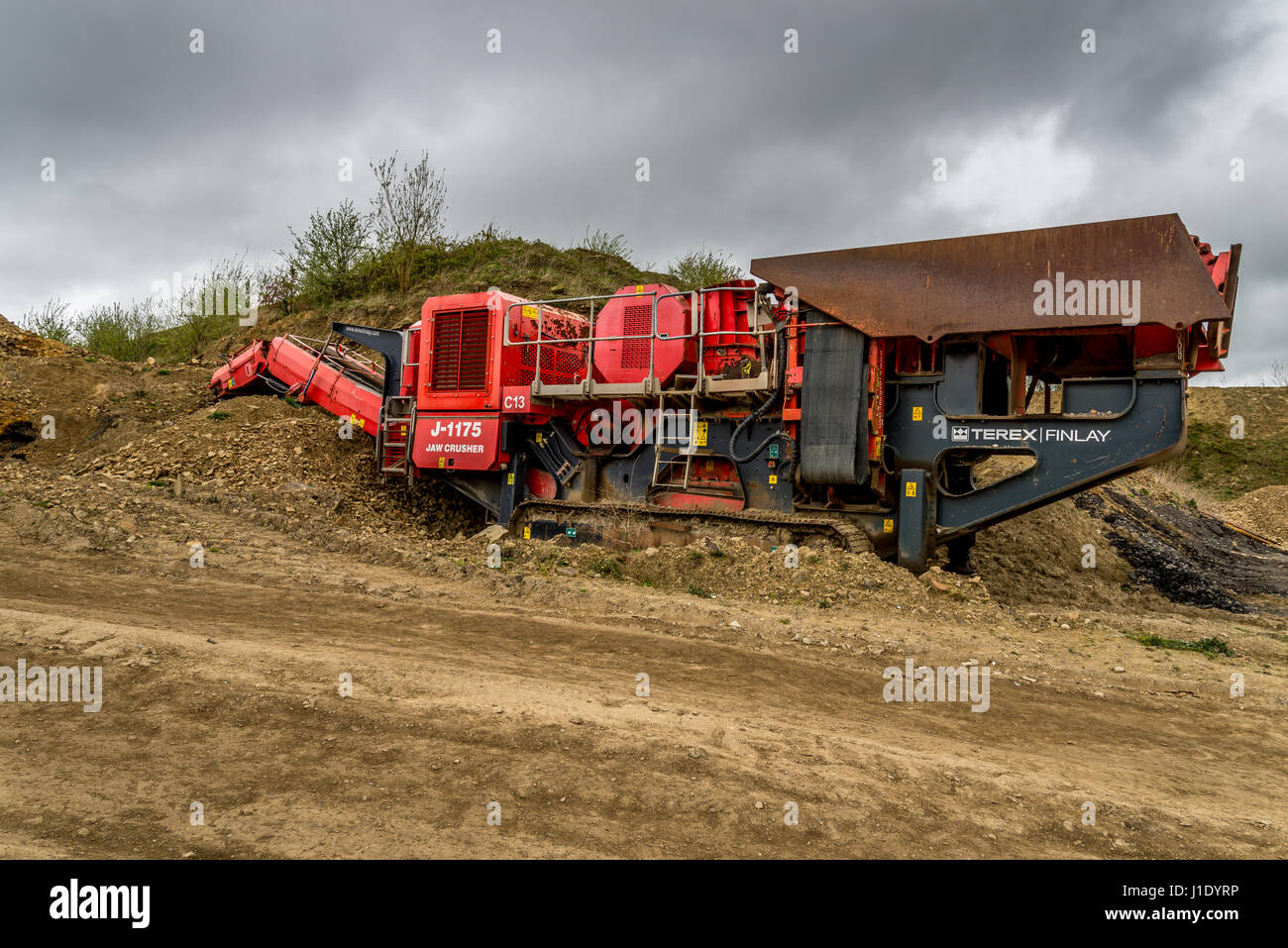 Terex Finlay J-1175 jaw crusher at a disused quarry in West Yorkshire,England, UK