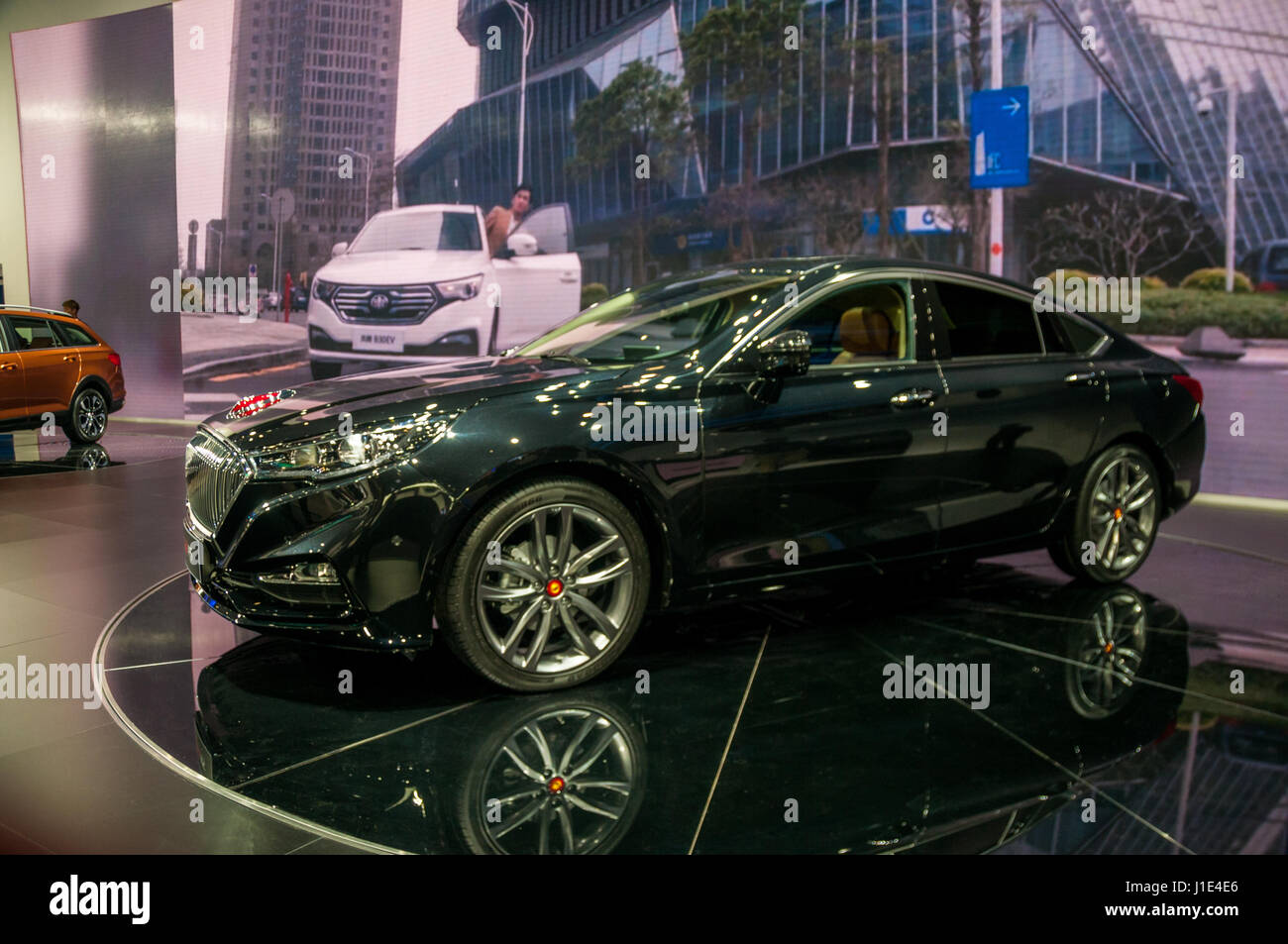 Shanghai, China. 19th Apr, 2017. Hongqi H5 sedan based on Mazda 6 platform unveiled at the Shanghai Auto Show 2017 Credit: Mark Andrews/Alamy Live News Stock Photo