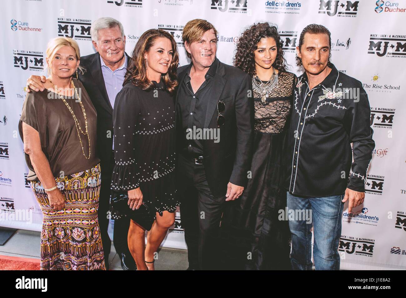 Austin, USA. 20th Apr, 2017. Sally Brown, Mack Brown, Amy Ingram, Jack Ingram, Camila Alves, Matthew McConaughey arrive at the 2017 Mack, Jack & McConaughey on April 20, 2017 in Austin, Texas. Credit: The Photo Access/Alamy Live News Stock Photo