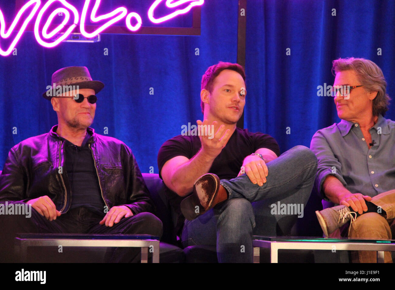 Los Angeles, USA. 20th Apr, 2017. Michael Rooker, Chris Pratt, Kurt ...
