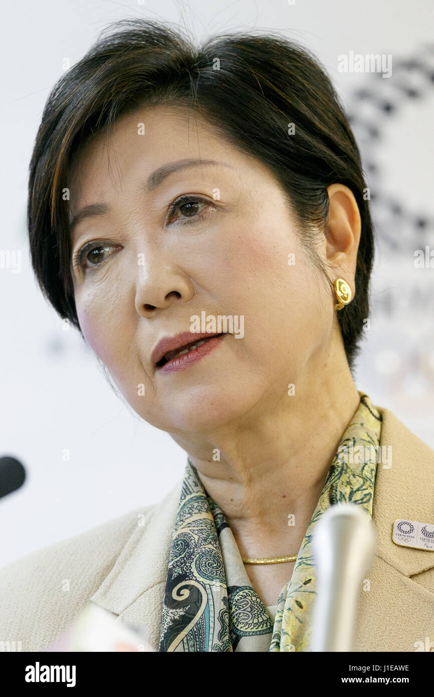 Tokyo, Japan. 21st April, 2017. Tokyo Governor Yuriko Koike attends her regular press conference at Tokyo Metropolitan Government Building on April 21, 2017, Tokyo, Japan. Koike was named one of world's most influential people by Time Magazine, along with U.S. President Donald Trump and North Korean leader Kim Jong Un. Credit: Rodrigo Reyes Marin/AFLO/Alamy Live News Stock Photo