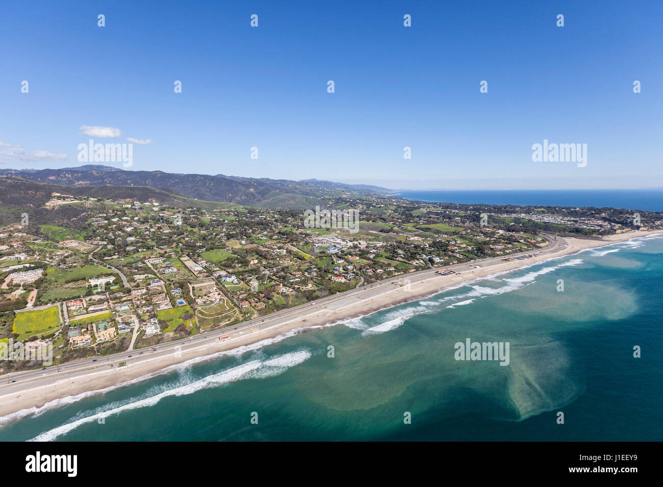 Aerial view of Zuma beach in Malibu, California. Stock Photo