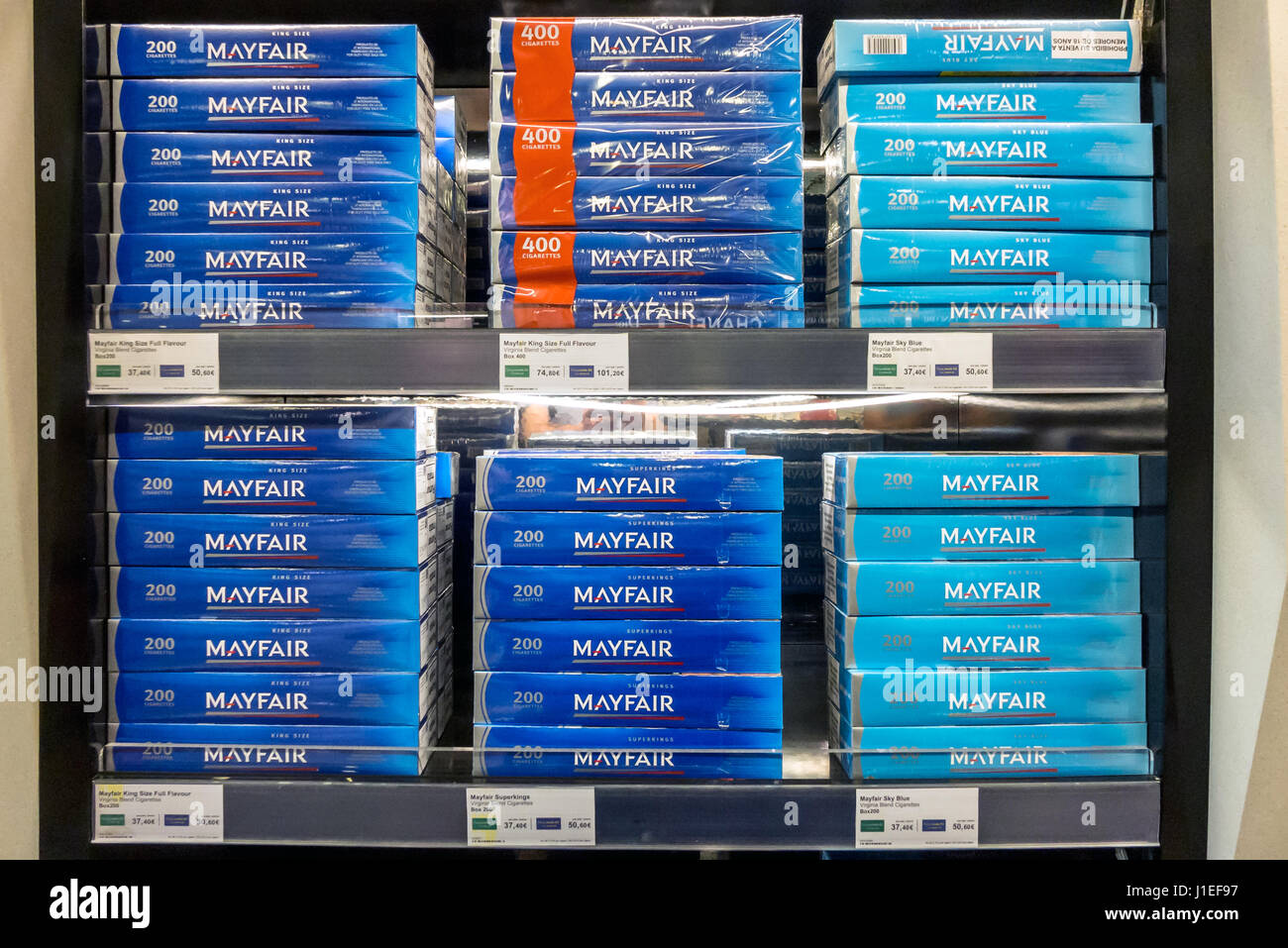 Duty Free Cigarettes On Sale At Mahon Airport In Menorca Stock Photo Alamy
