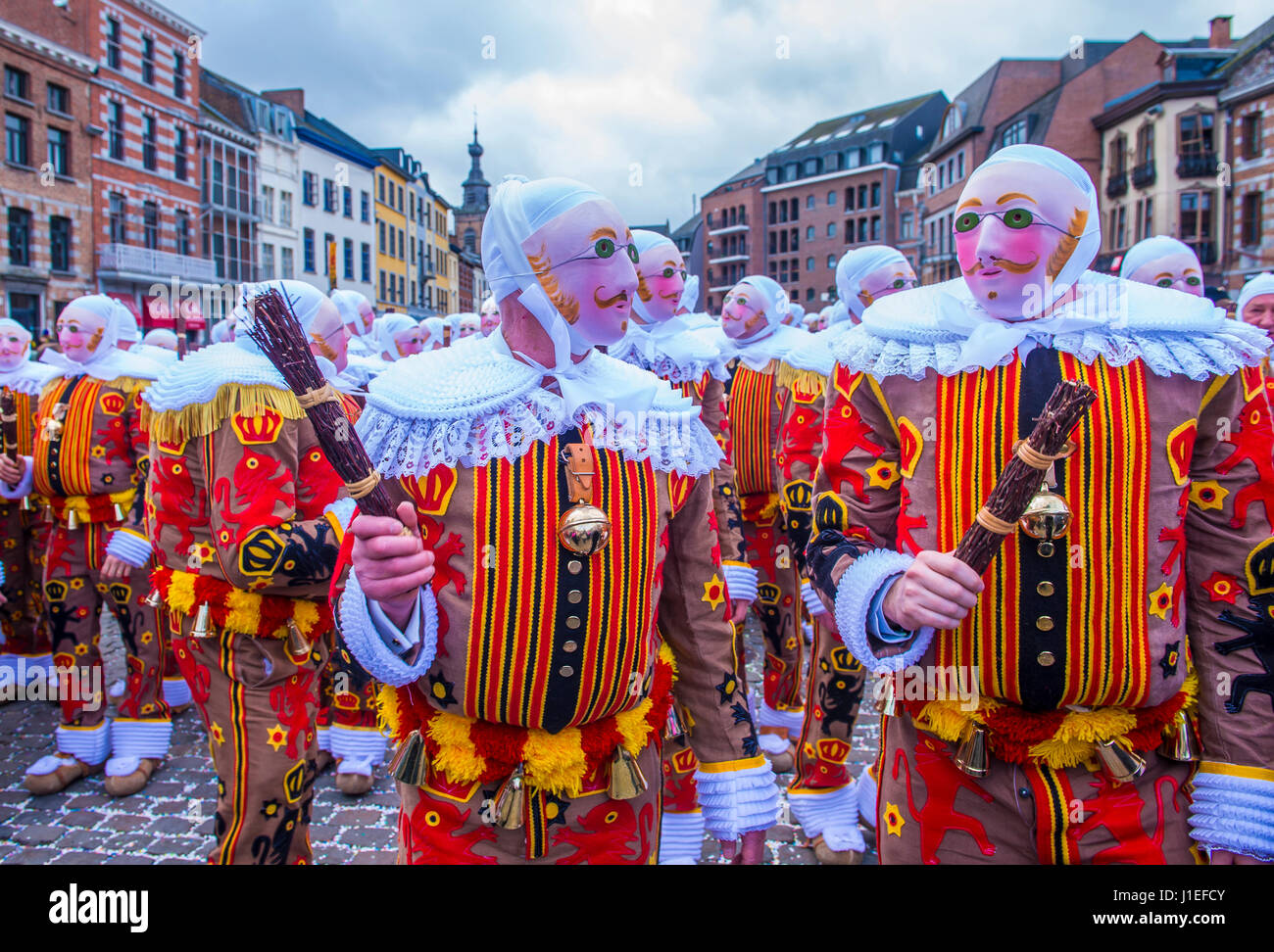 Participants in the Binche Carnival in Binche, Belgium Stock Photo