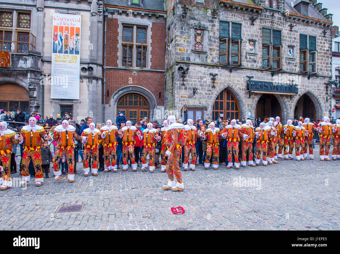 Participants in the Binche Carnival in Binche, Belgium Stock Photo