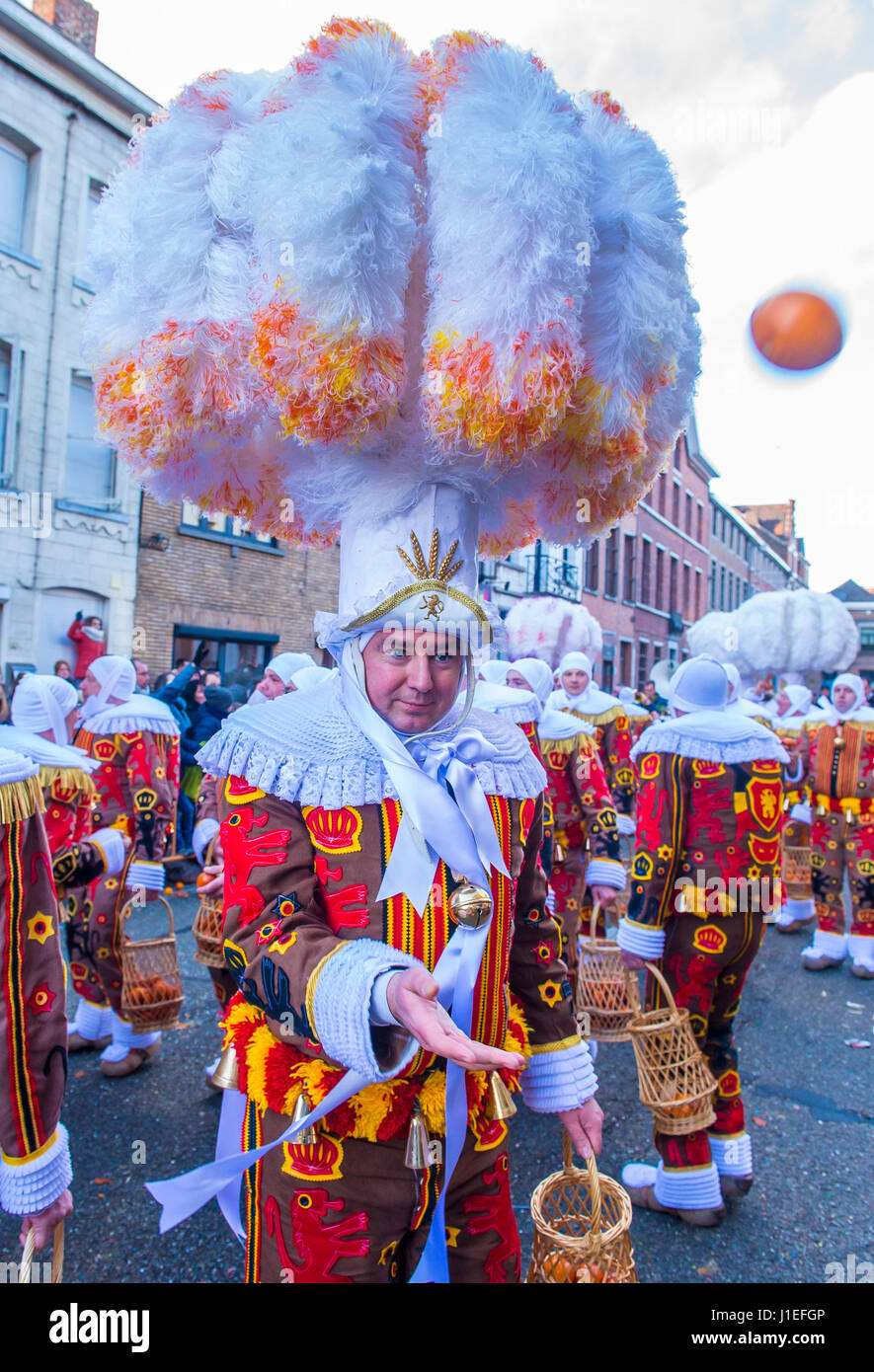 Participants in the Binche Carnival in Binche, Belgium Stock Photo