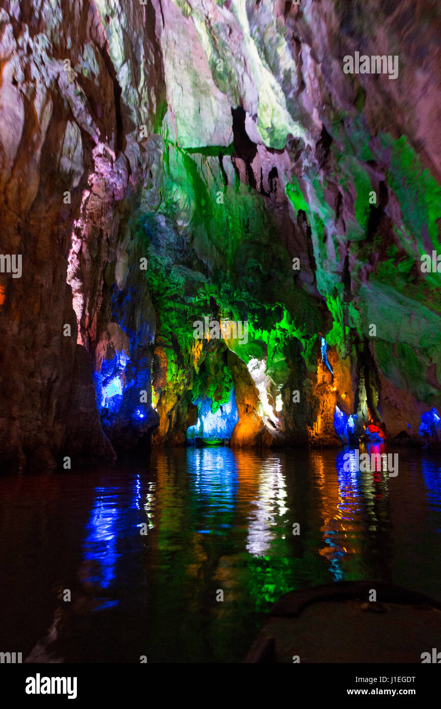 China, Guizhou, Dragon Palace Inside the Cavern. Stock Photo