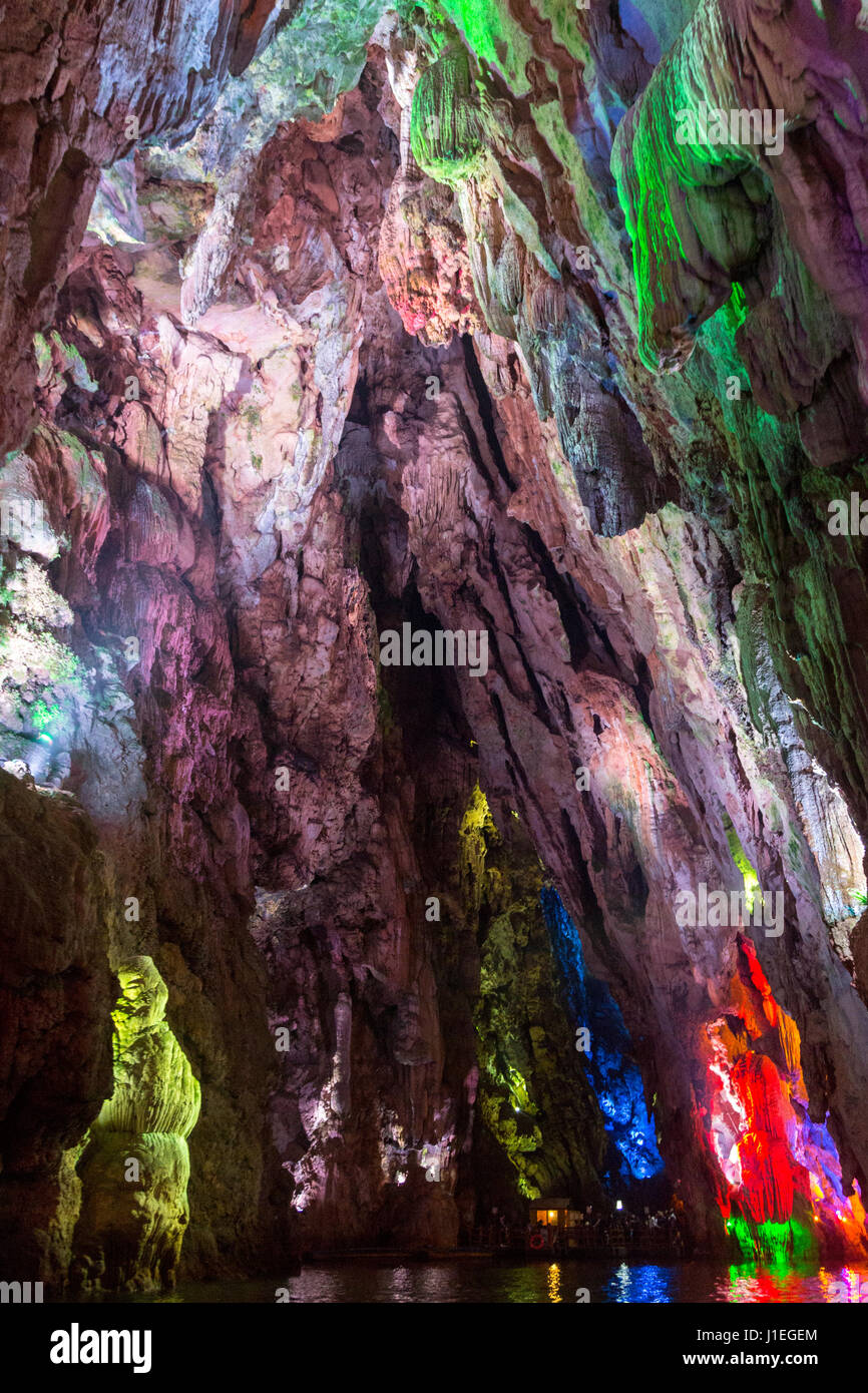 China, Guizhou, Dragon Palace Inside the Cavern. Stock Photo