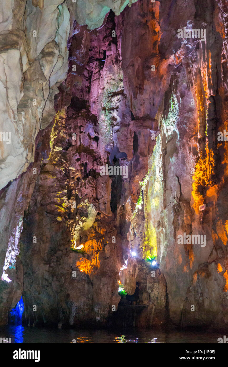 China, Guizhou, Dragon Palace Inside the Cavern. Stock Photo