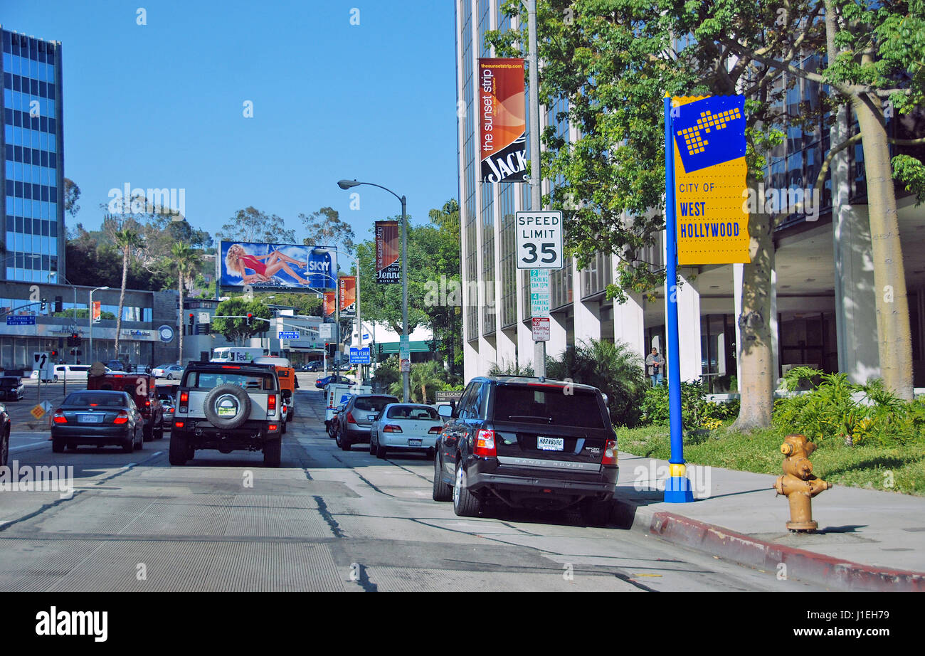 Sunset Blvd intersection with Doheny Road and Cory Ave, West Hollywood ...