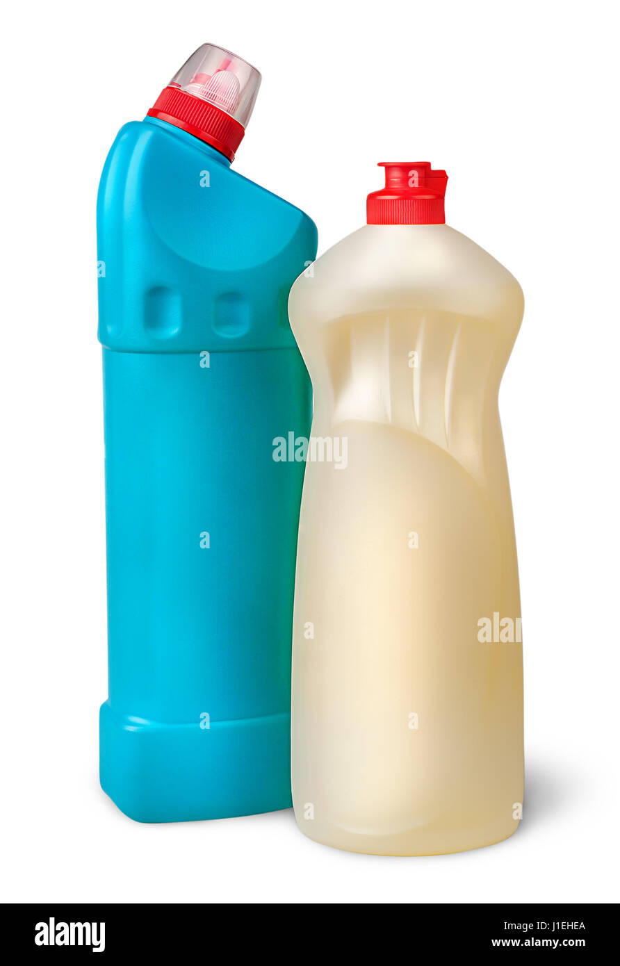 Two plastic bottles of disinfectant near Stock Photo Alamy