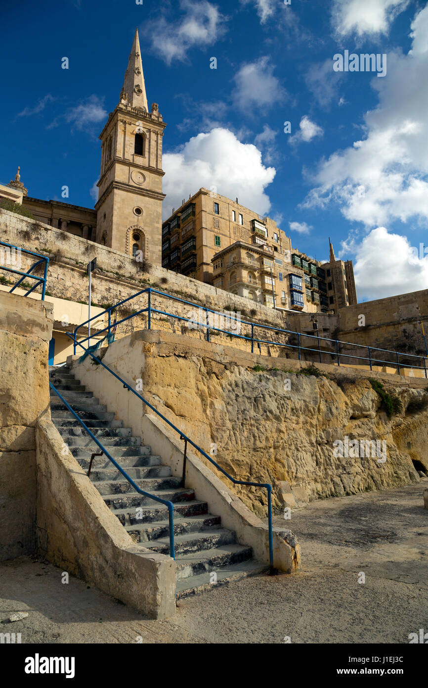 Valletta Malta, side facing Marsamxett harbour. Stock Photo