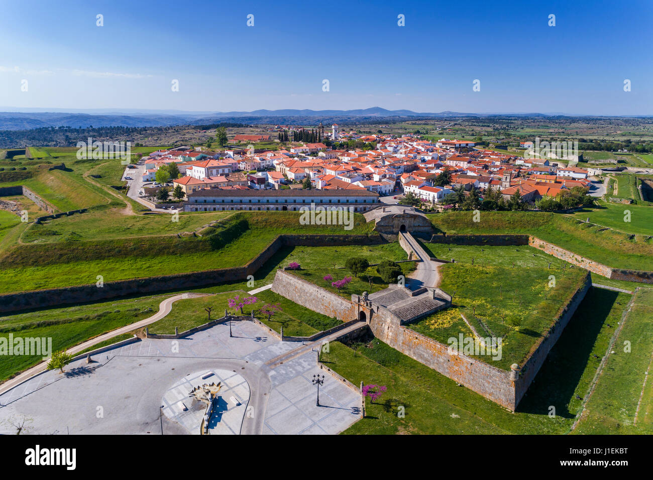 Aerial view of the historic village of Almeida in Portugal; Concept for travel in Portugal Stock Photo