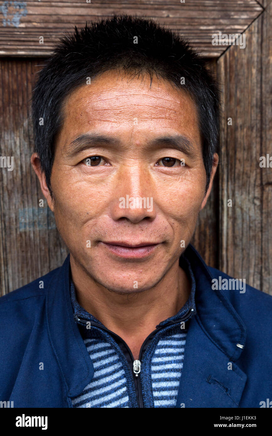 Huanggang, Guizhou, China.  Young Man of the Dong Ethnic Minority. Stock Photo