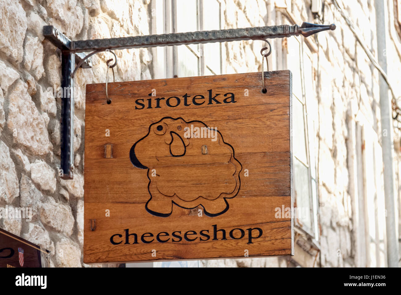 Cheeseshop logo in Pag town, Pag island, Croatia Stock Photo