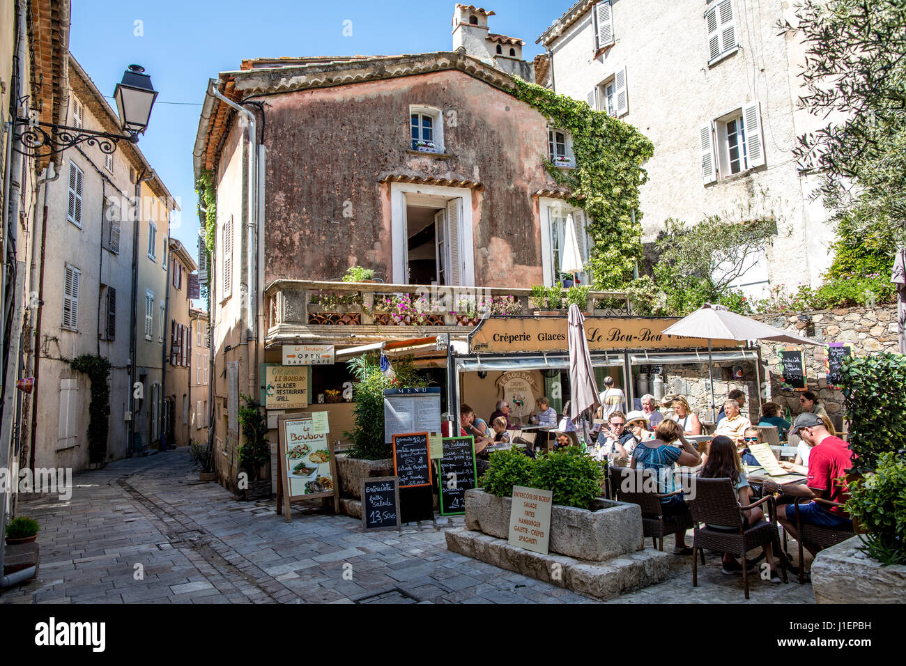Restaurant In Grimaud Medieval Village Cote D'Azure France Stock Photo -  Alamy