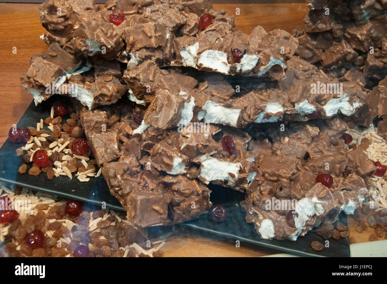 Rocky Road marshmallow and chocolate creation at Haigh's Chocolates in Block Arcade, Melbourne, Australia Stock Photo