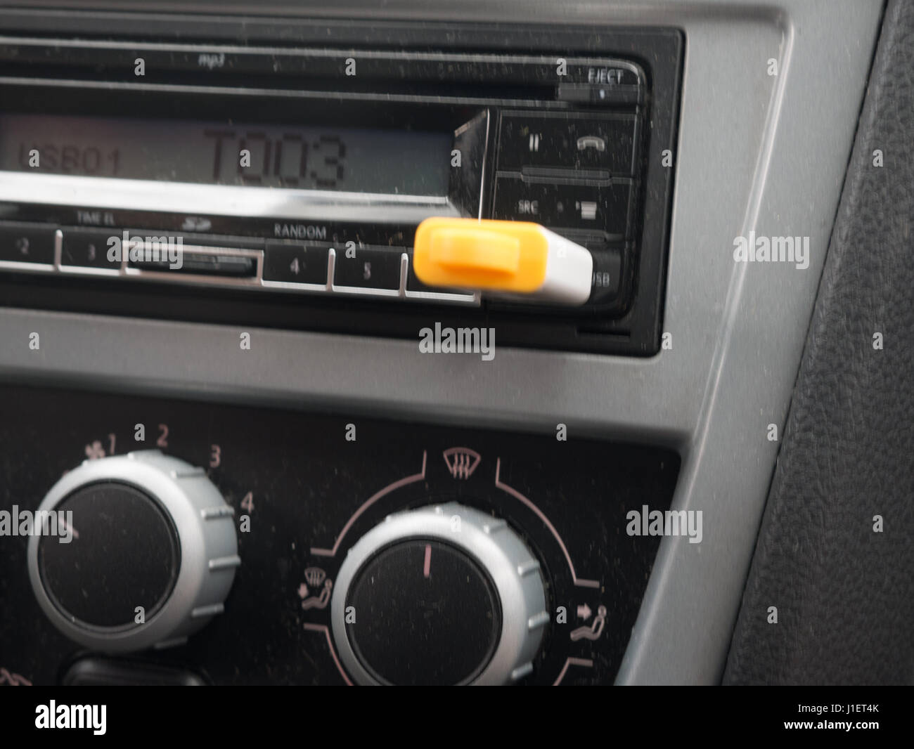 Stereo car plugs conssole with USB stick inserted Stock Photo Alamy