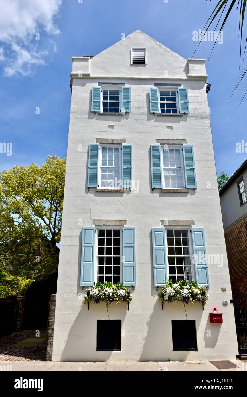 Colonial style townhouse in Charleston, South Carolina Stock Photo