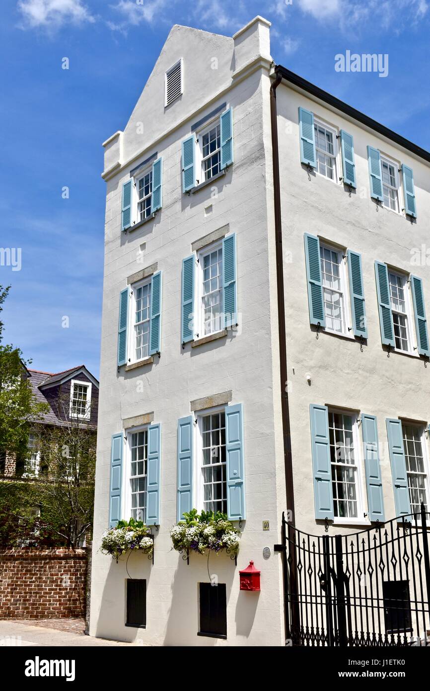 Colonial style townhouse in Charleston, South Carolina Stock Photo