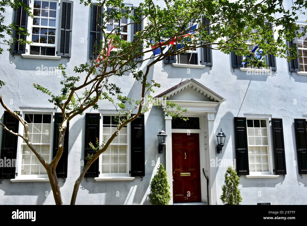 Beautiful colonial style house near East battery street Charleston, South Carolina Stock Photo