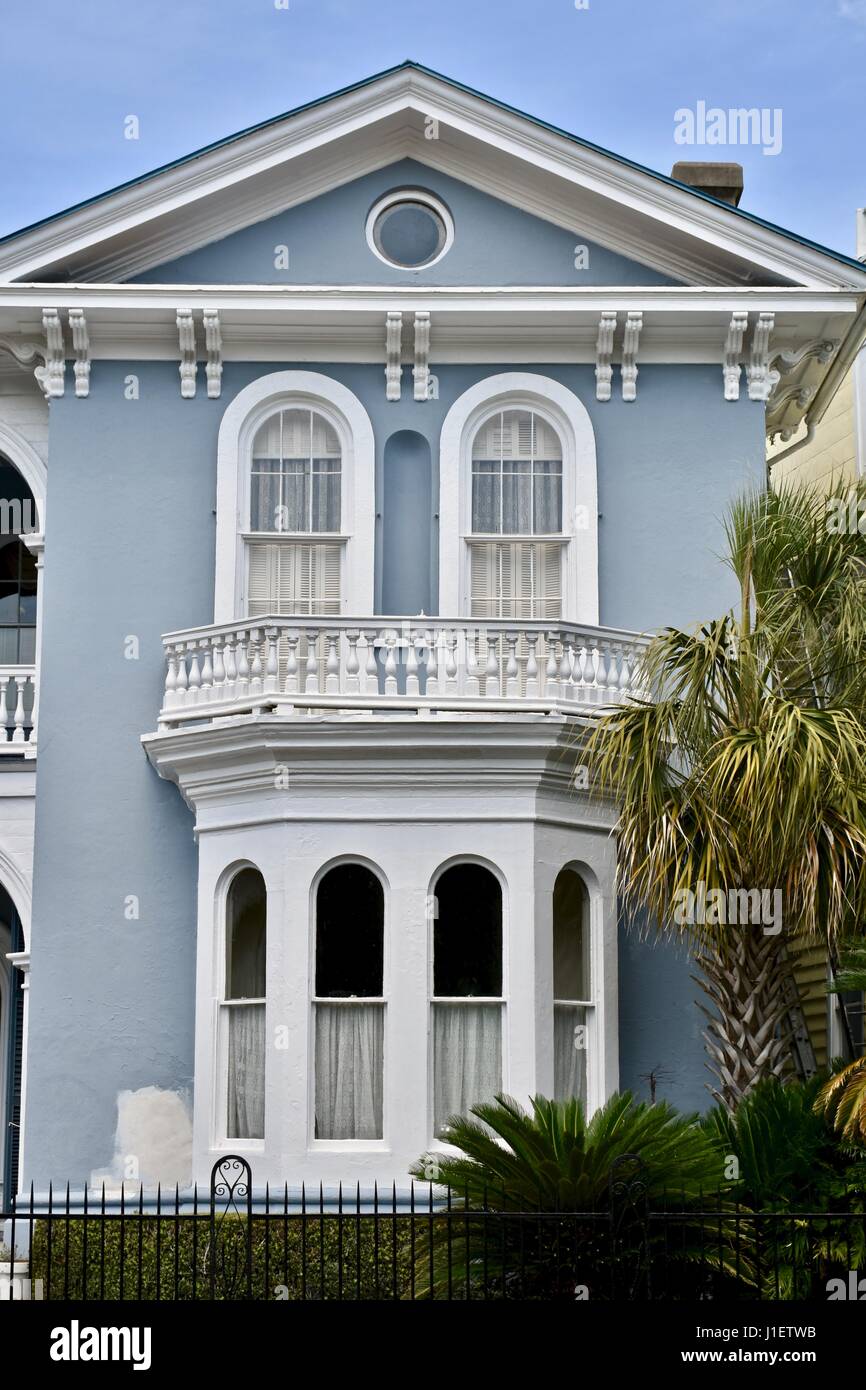Beautiful colonial style house near East battery street Charleston, South Carolina Stock Photo