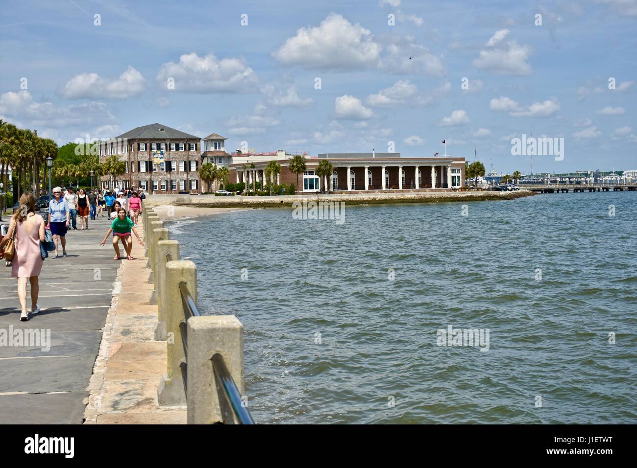 Charleston, South Carolina riverfront along East Battery street Stock