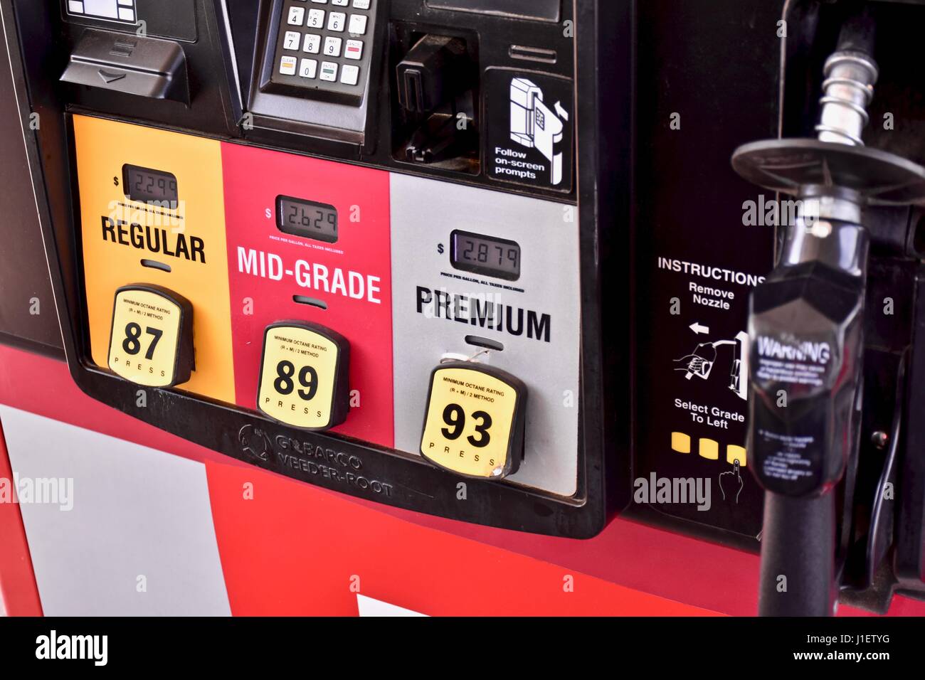Fuel pump gas prices Stock Photo