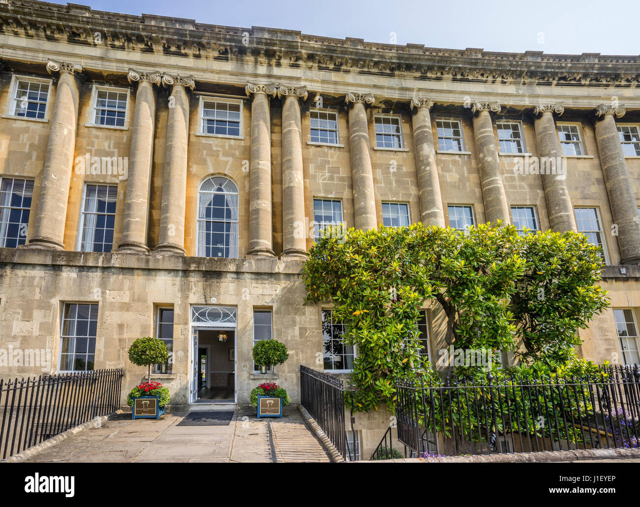 United Kingdom, Somerset, city of Bath, entrance to the Royal Crescent Hotel & Spa Stock Photo