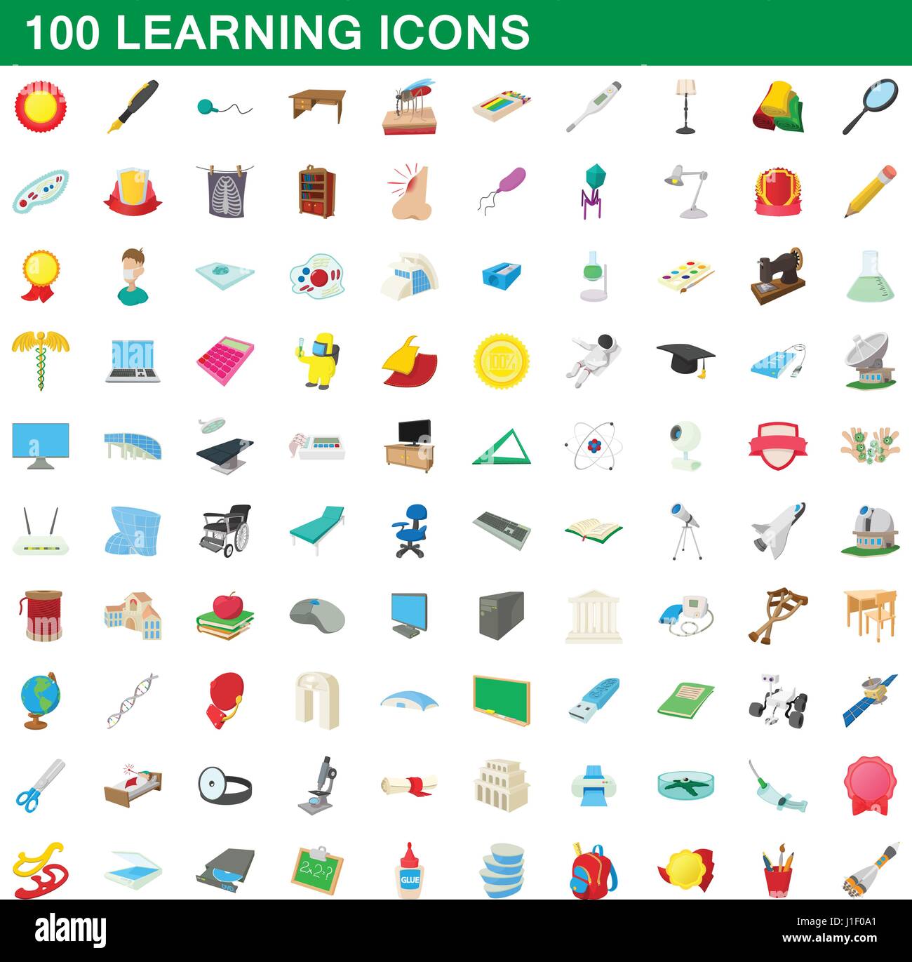 100 learning icons set, cartoon style Stock Vector Image & Art - Alamy