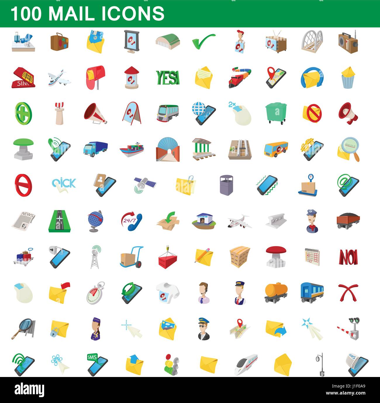 100 mail icons set, cartoon style Stock Vector Image & Art - Alamy