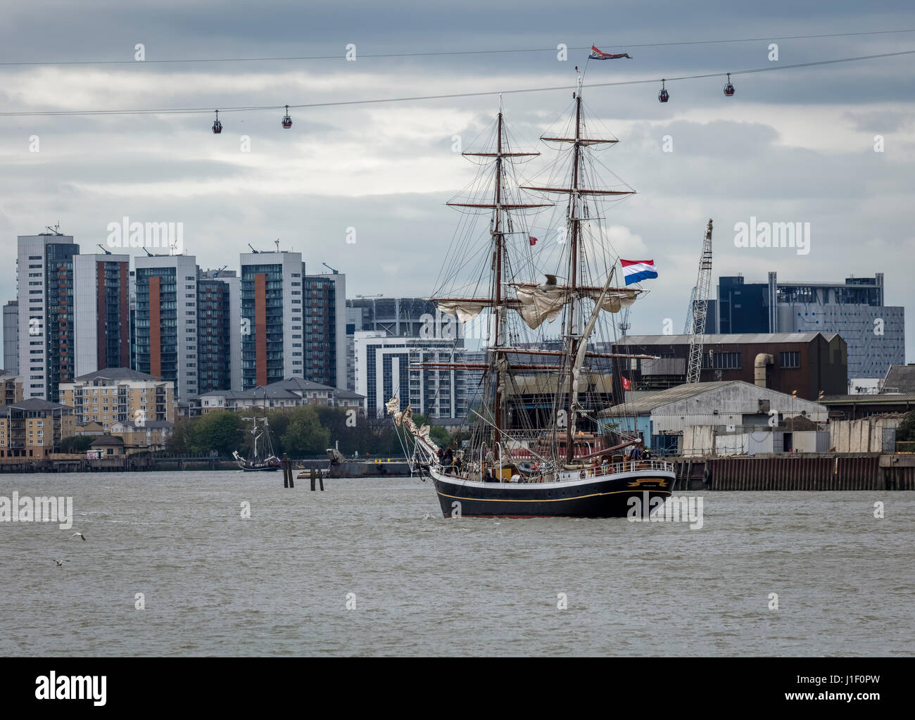 Tall sailing ship at Greenwich Peninsular in London Stock Photo Alamy