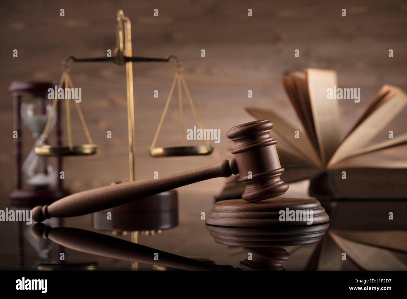 Law concept. Paragraph and jugde. Punishment. Lawyers office. Judge.  Lawyers office. Mallet of the jugde. Scale of justice. Stock Photo