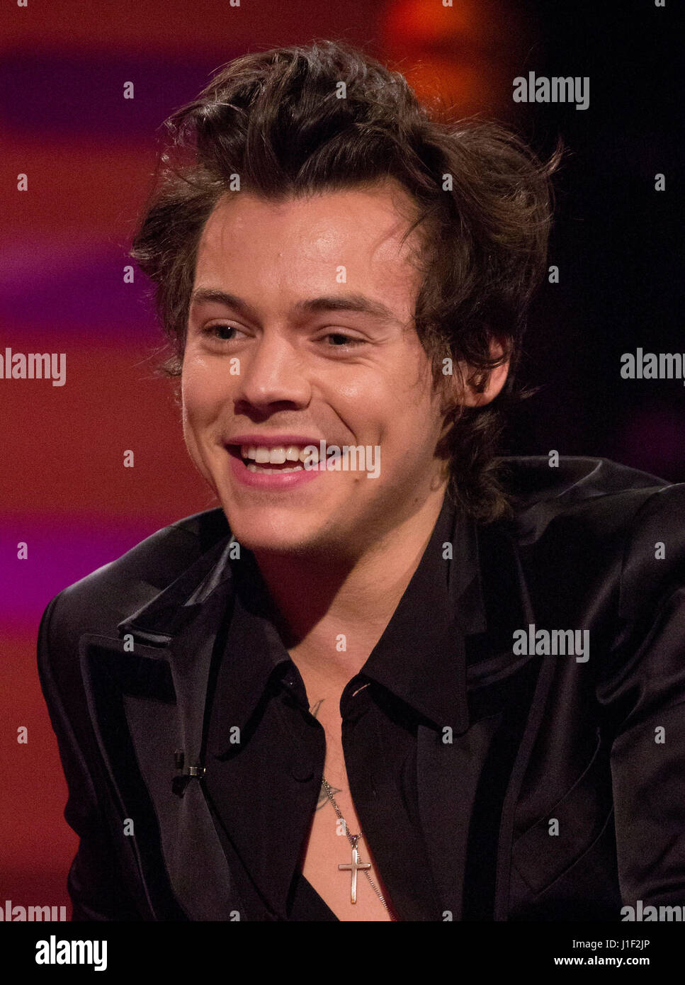 Harry Styles during the filming of