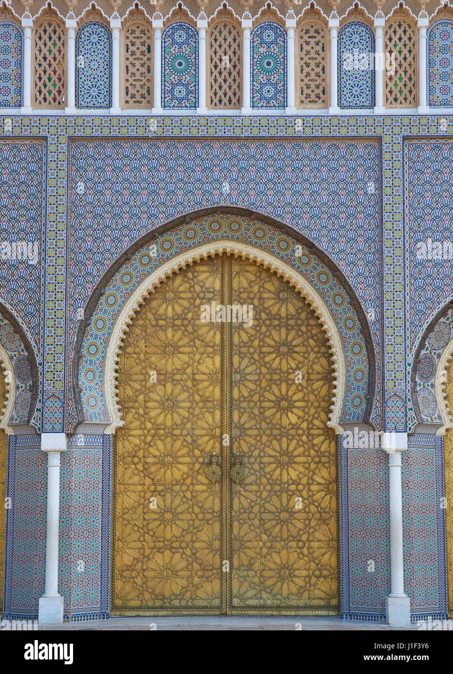 Ornate entrance to the Royal Palace in Fes, Morocco Stock Photo - Alamy